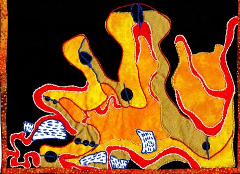 Cotton, metallic thread and floss, cotton thread and floss 9.25”x11.75”  