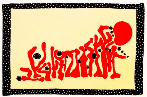 Cotton, cotton-polyester floss, cotton thread, metallic thread 9.5”x14.75”  