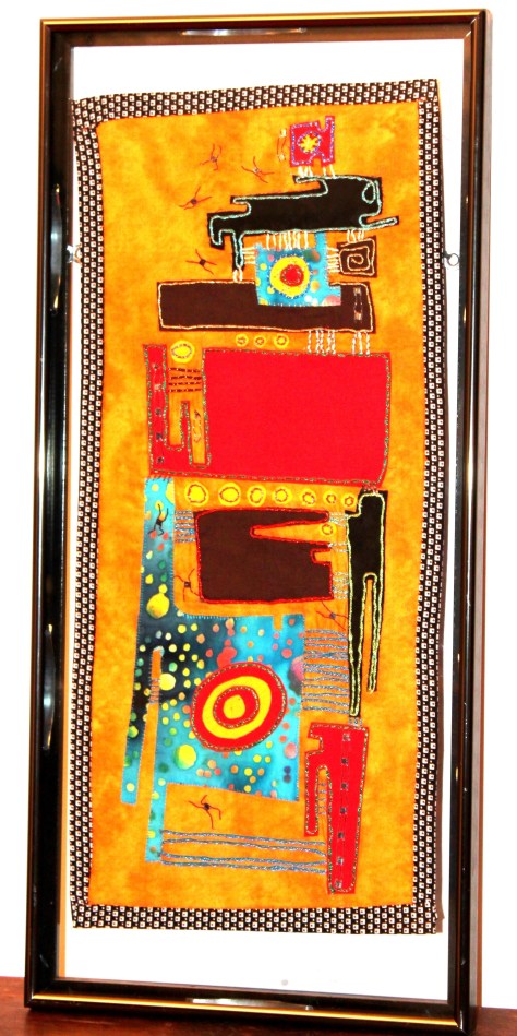 Cotton, cotton-polyester blend, cotton thread and floss, cotton-polyester thread and floss, metallic thread and floss 20.5”x9”  