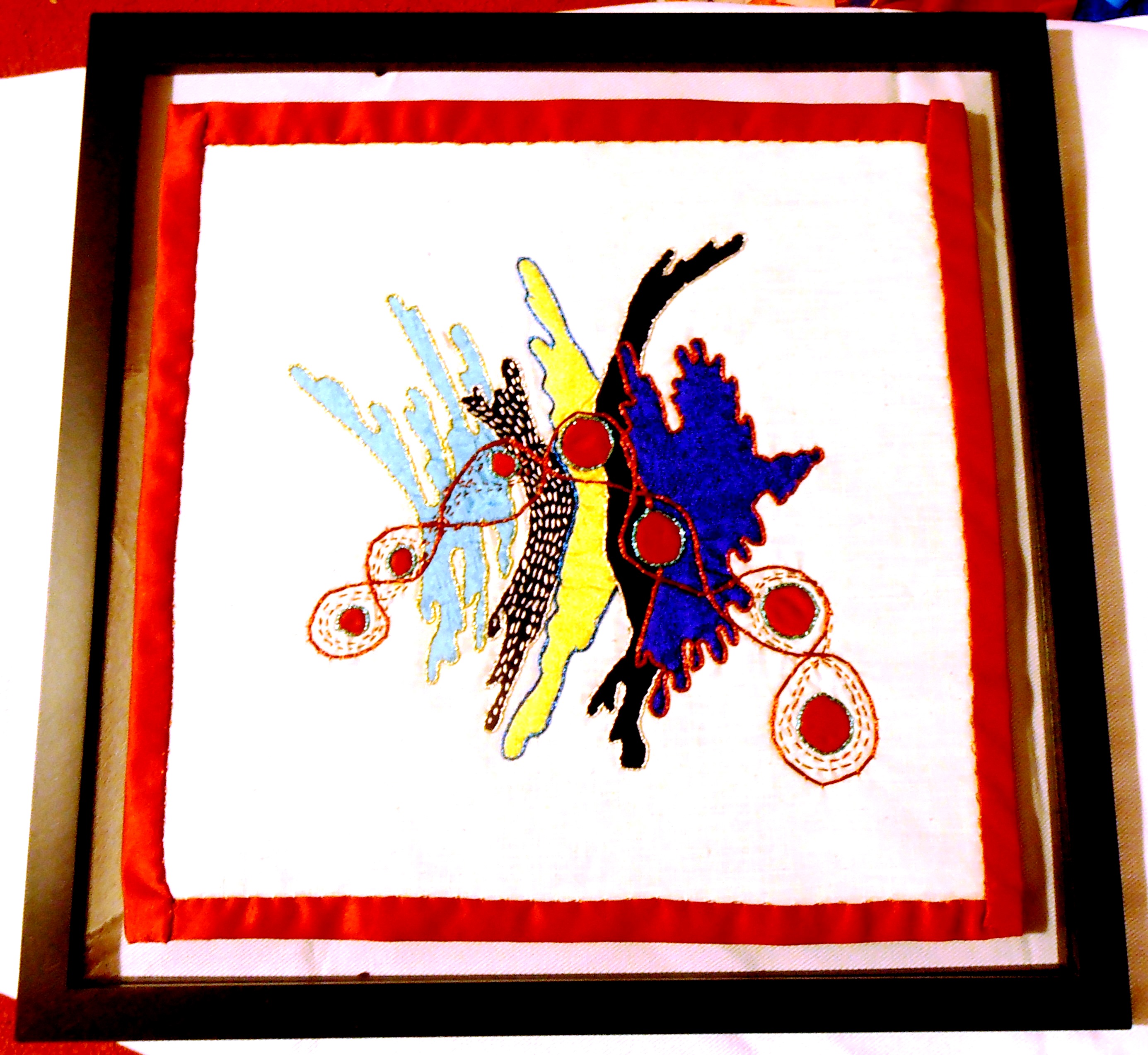 Silk, linen, cotton, metallic thread and floss, cotton thread and floss 12”x12”