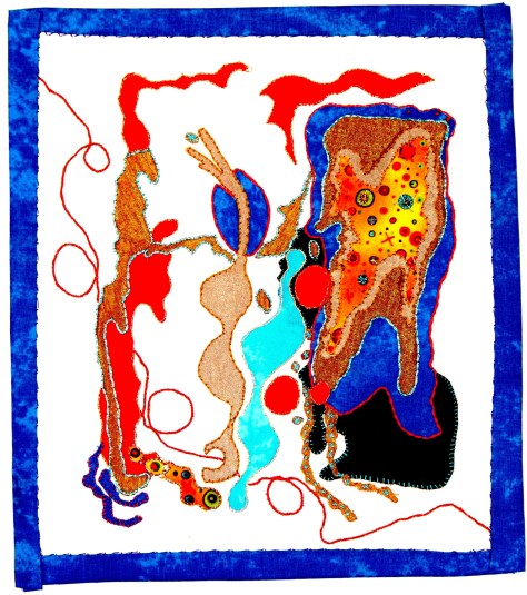 Cotton, silk, linen, cotton thread and floss, metallic thread and floss 12.5”x11”  