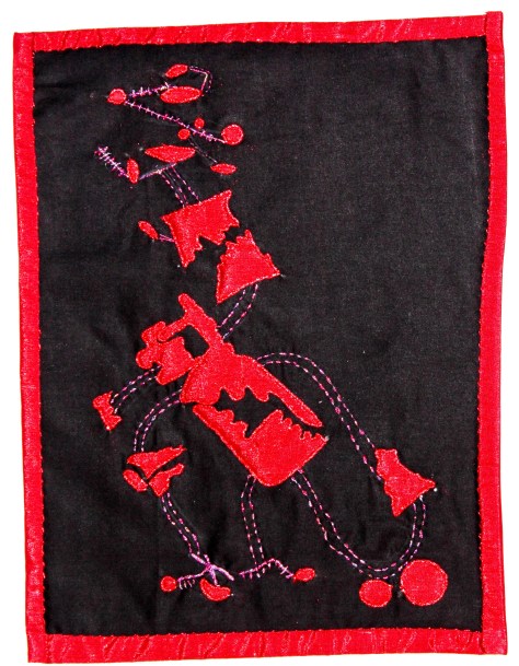 Cotton, cotton-polyester blend, cotton-polyester thread and floss 15.5”x11.5”  